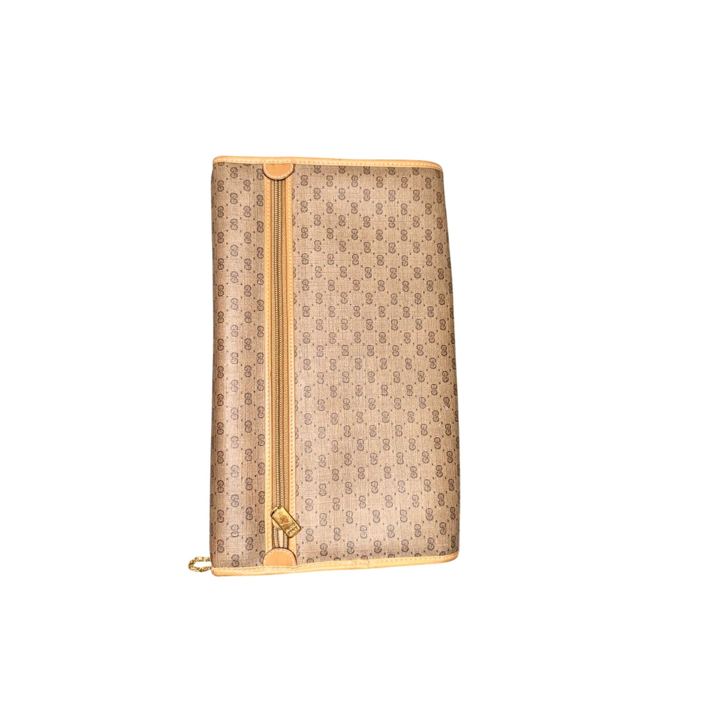 Gucci GG Monogram Canvas Vintage Shoulder Bag With Gold Chain Strap