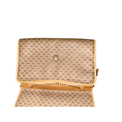Gucci GG Monogram Canvas Vintage Shoulder Bag With Gold Chain Strap