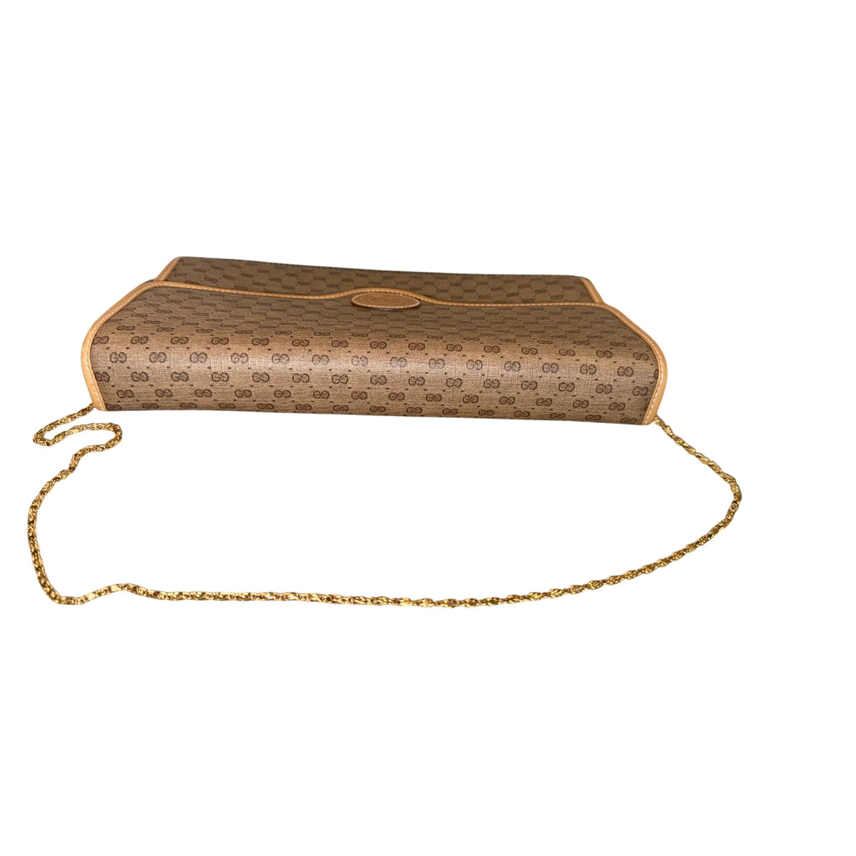 Gucci GG Monogram Canvas Vintage Shoulder Bag With Gold Chain Strap
