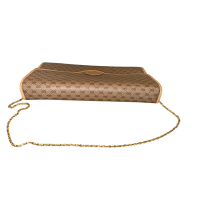 Gucci GG Monogram Canvas Vintage Shoulder Bag With Gold Chain Strap