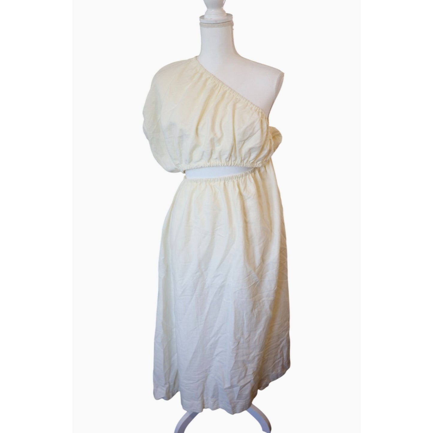 Farm Rio One Shoulder Maxi Dress - Off White, Medium NWT