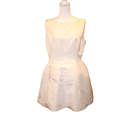 Brandon Maxwell Ivory Sleeveless Fit & Flare Silk Dress, Size 14 NWT