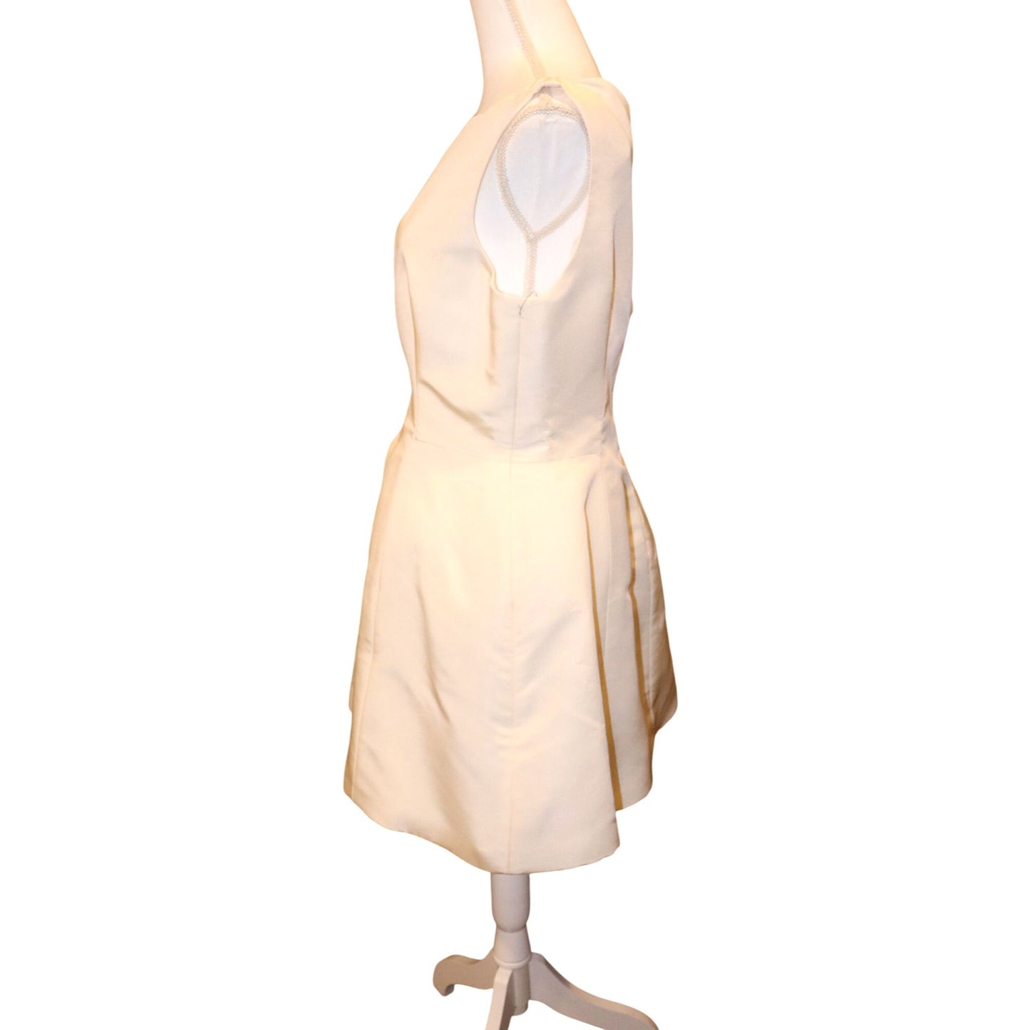 Brandon Maxwell Ivory Sleeveless Fit & Flare Silk Dress, Size 14 NWT