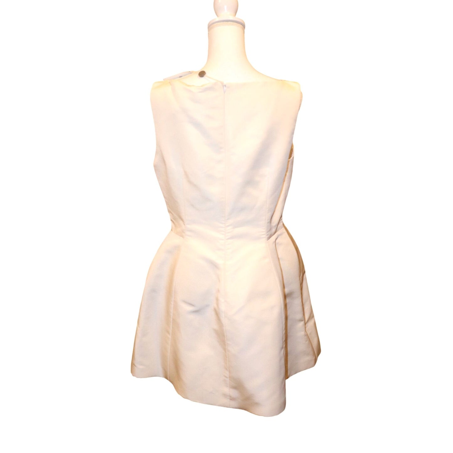 Brandon Maxwell Ivory Sleeveless Fit & Flare Silk Dress, Size 14 NWT