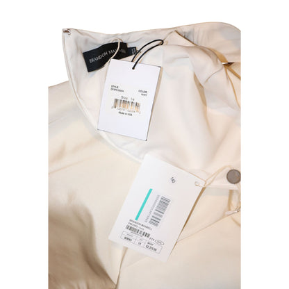 Brandon Maxwell Ivory Sleeveless Fit & Flare Silk Dress, Size 14 NWT