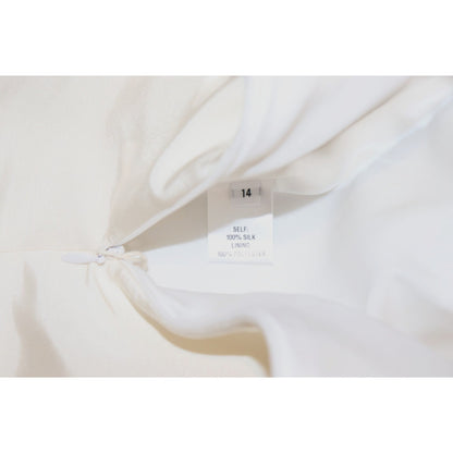 Brandon Maxwell Ivory Sleeveless Fit & Flare Silk Dress, Size 14 NWT