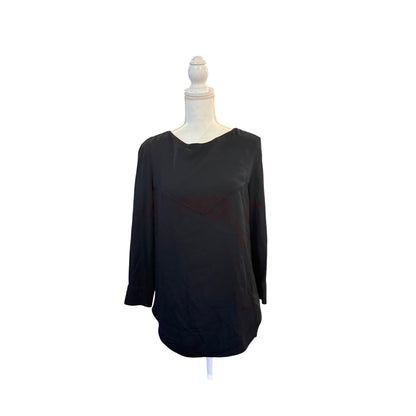 Balenciaga Black Long Sleeve Blouse With Pleated Back Detail & Button Cuffs