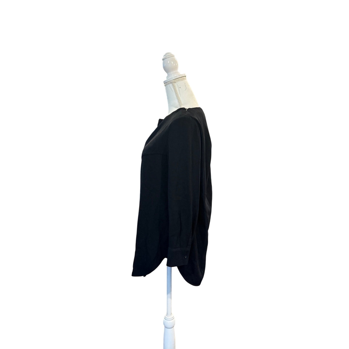 Balenciaga Black Long Sleeve Blouse With Pleated Back Detail & Button Cuffs
