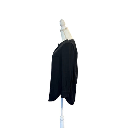 Balenciaga Black Long Sleeve Blouse With Pleated Back Detail & Button Cuffs