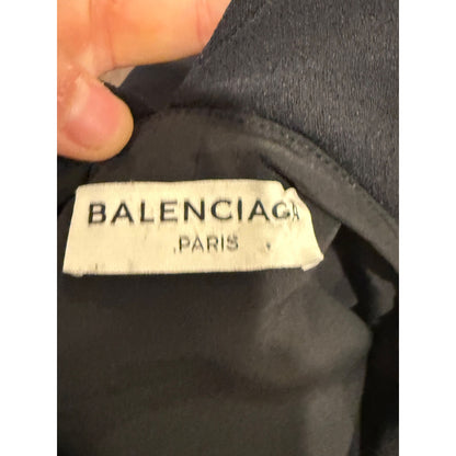 Balenciaga Black Long Sleeve Blouse With Pleated Back Detail & Button Cuffs