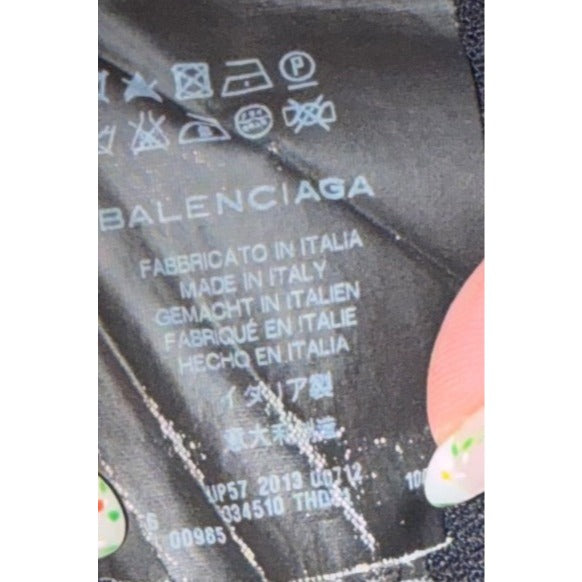Balenciaga Black Long Sleeve Blouse With Pleated Back Detail & Button Cuffs