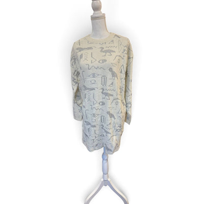 Diane Von Furstenberg Vintage Cream Sweater With Hieroglyphics Acrylic Blend