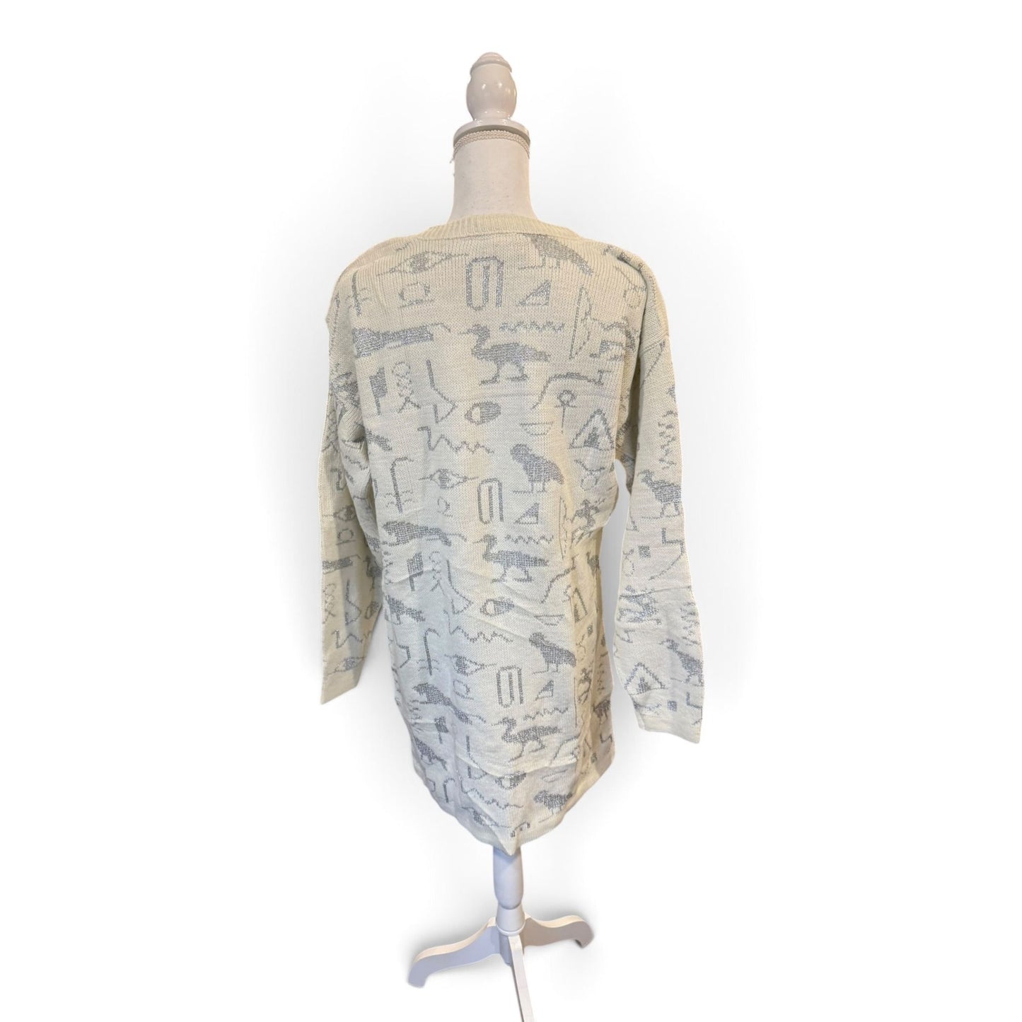 Diane Von Furstenberg Vintage Cream Sweater With Hieroglyphics Acrylic Blend