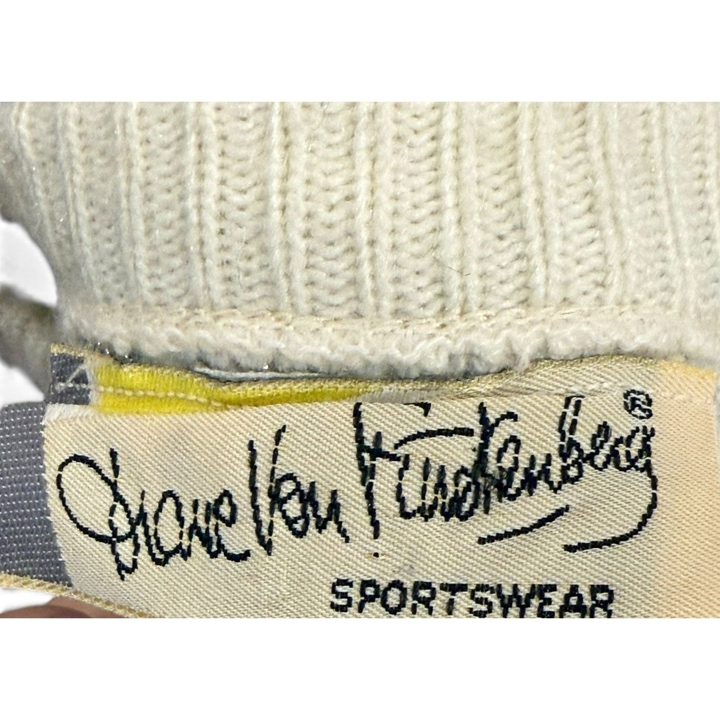 Diane Von Furstenberg Vintage Cream Sweater With Hieroglyphics Acrylic Blend