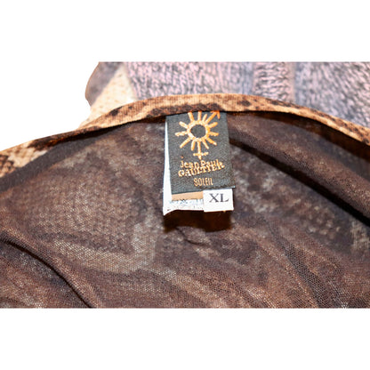 Jean Paul Gaultier Soleil Snakeskin Print Sheer Long Sleeve Top XL