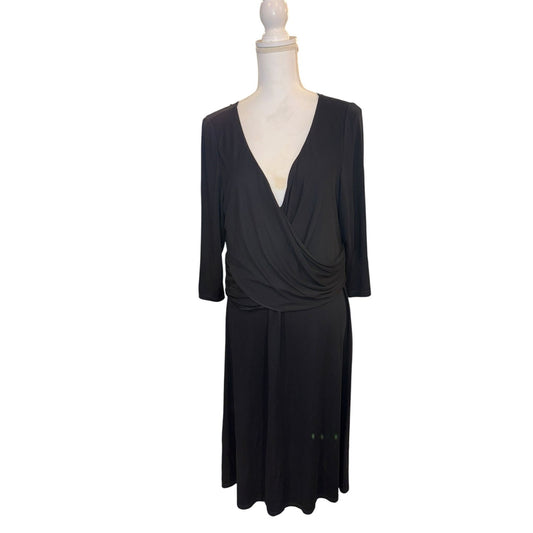St. John Collection Black Wrap-Style Dress Size 14 Viscose Blend