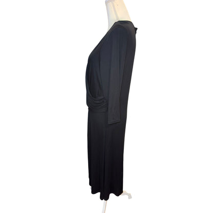 St. John Collection Black Wrap-Style Dress Size 14 Viscose Blend