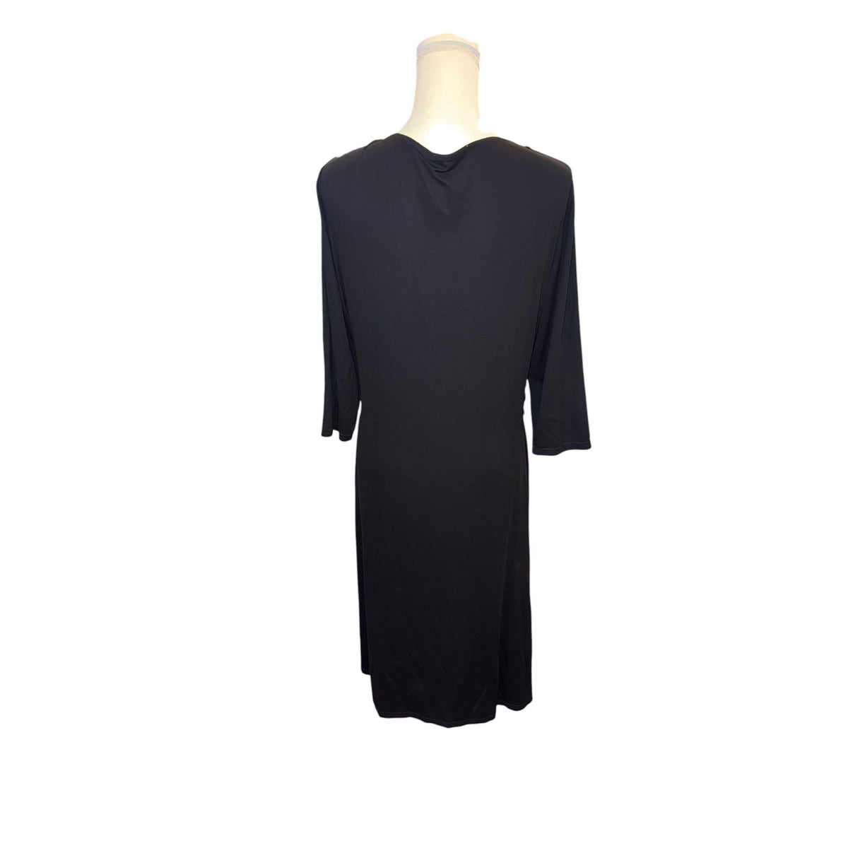 St. John Collection Black Wrap-Style Dress Size 14 Viscose Blend