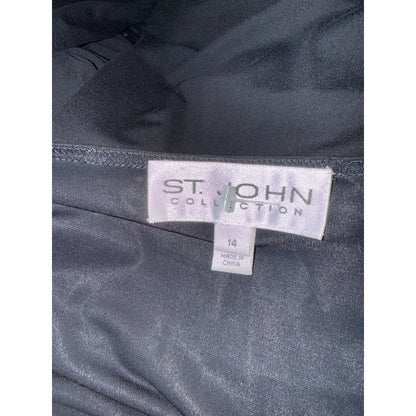 St. John Collection Black Wrap-Style Dress Size 14 Viscose Blend