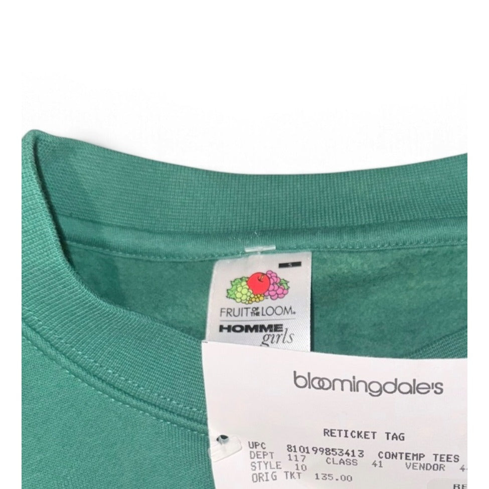 Fruit Of The Loom x Homme Girls Green Crewneck Sweatshirt, Small NWT