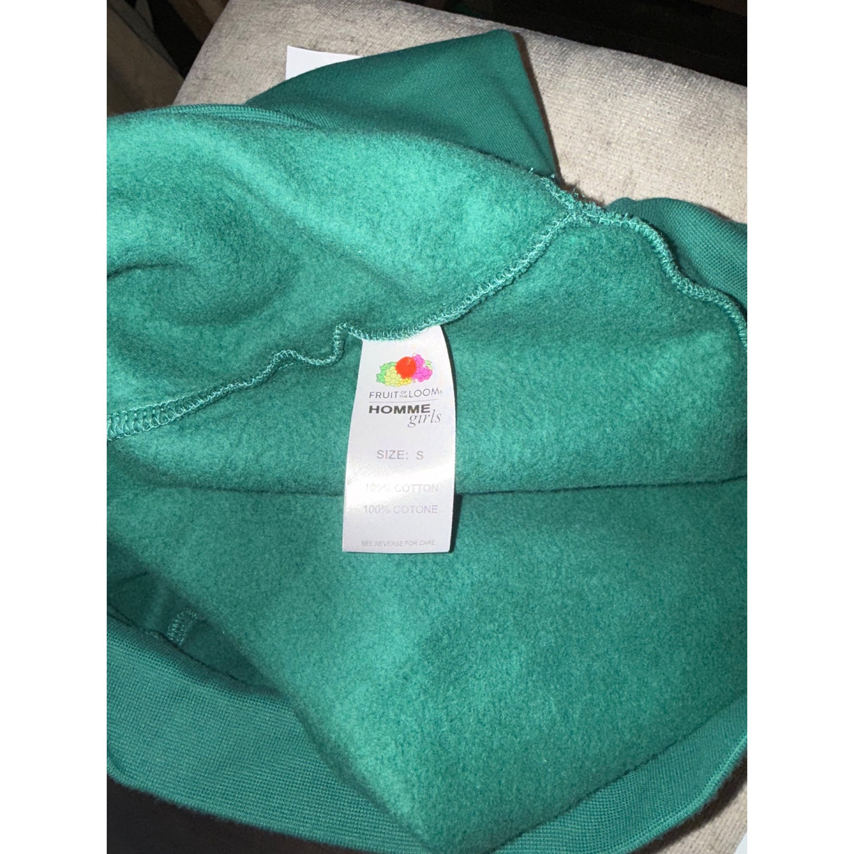 Fruit Of The Loom x Homme Girls Green Crewneck Sweatshirt, Small NWT