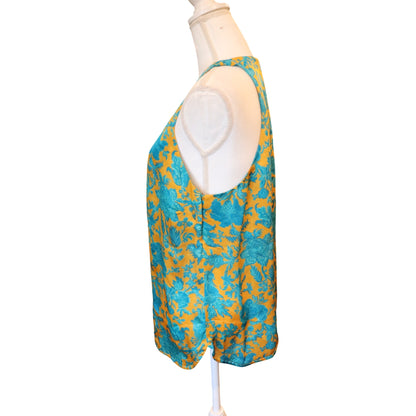 Zimmermann Yellow & Blue Floral Silk Sleeveless Top, Size 3 (fits M)