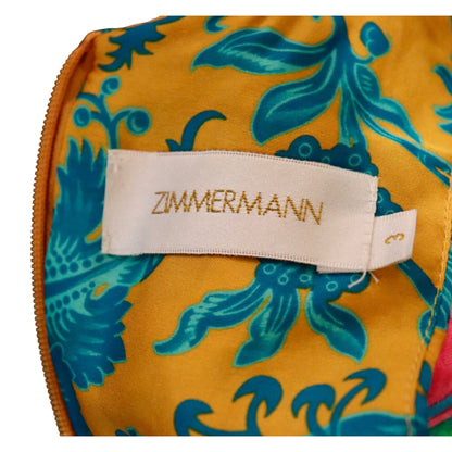 Zimmermann Yellow & Blue Floral Silk Sleeveless Top, Size 3 (fits M)