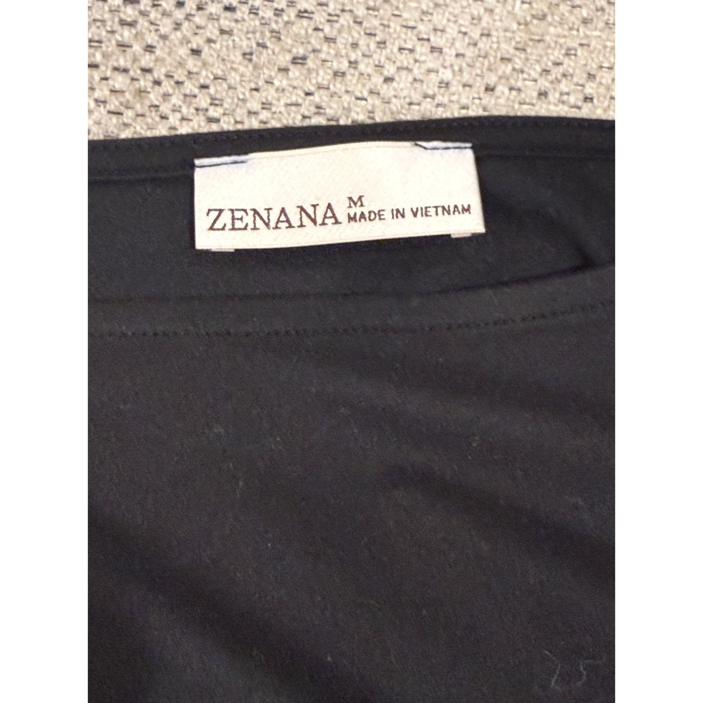 Zenana Rolled Short Sleeve Round Neck Dress Black Medium