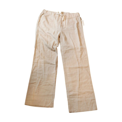 Caslon Tan and off white striped Wide-Leg Cotton Pants, Medium NWT