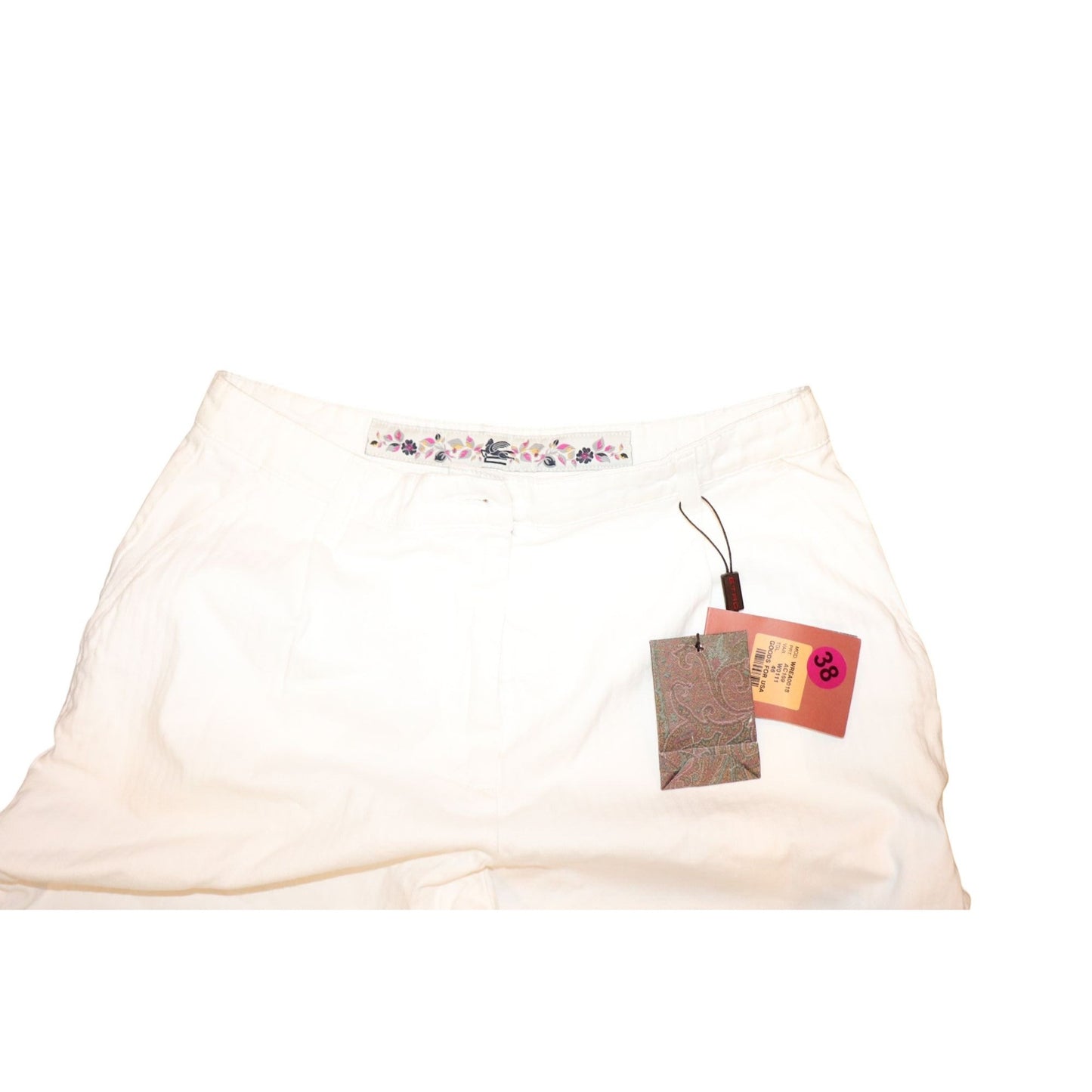 Etro White Womens Cotton Trousers, Size 46/US 10 NWT