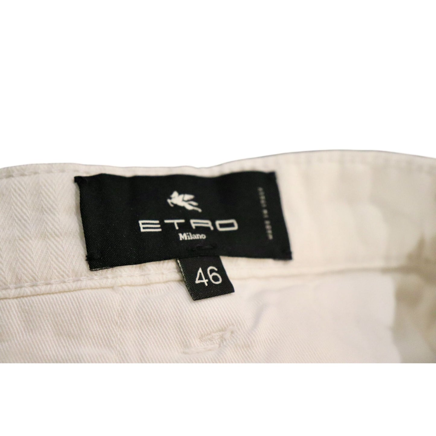 Etro White Womens Cotton Trousers, Size 46/US 10 NWT