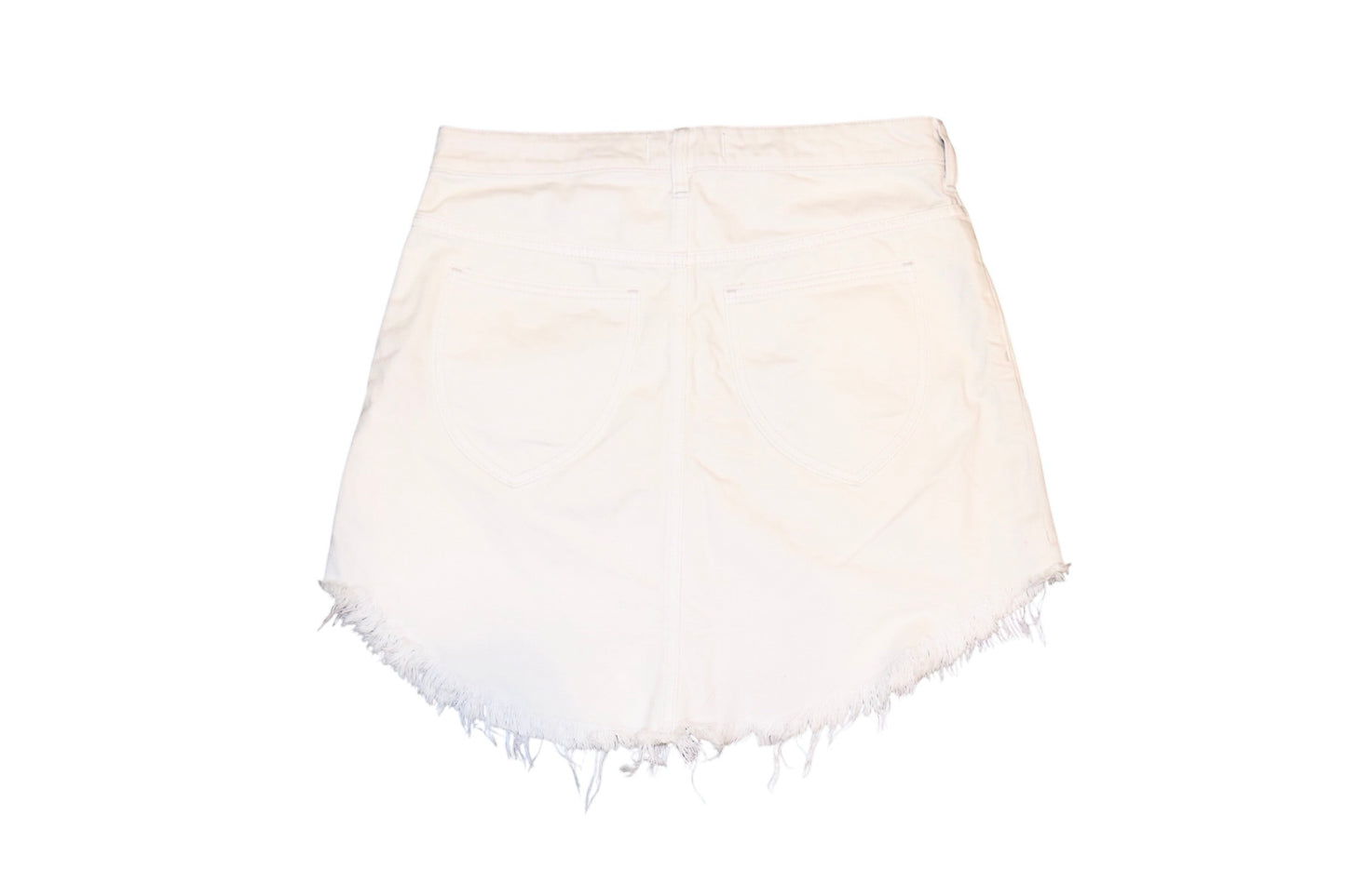 We The Free Free Bailey White Denim Frayed Hem Mini Skirt, Size 28