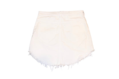 We The Free Free Bailey White Denim Frayed Hem Mini Skirt, Size 28