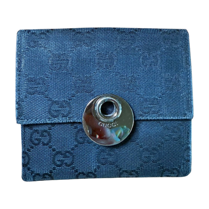 Gucci Wallet Womens Black Designer Bifold GG Monogram Snap Closure