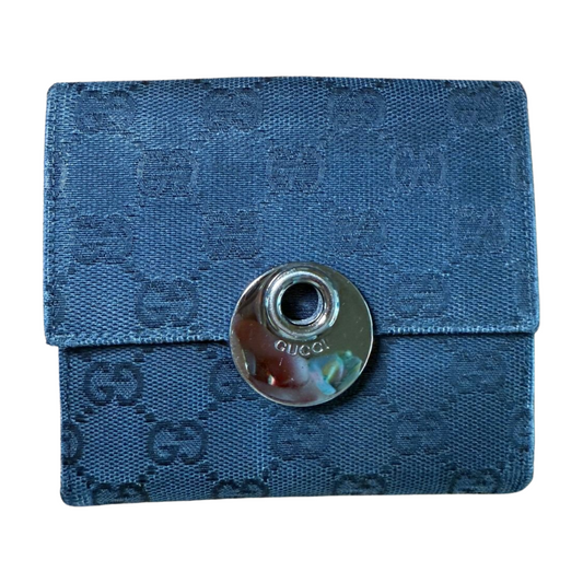 Gucci Wallet Womens Black Designer Bifold GG Monogram Snap Closure