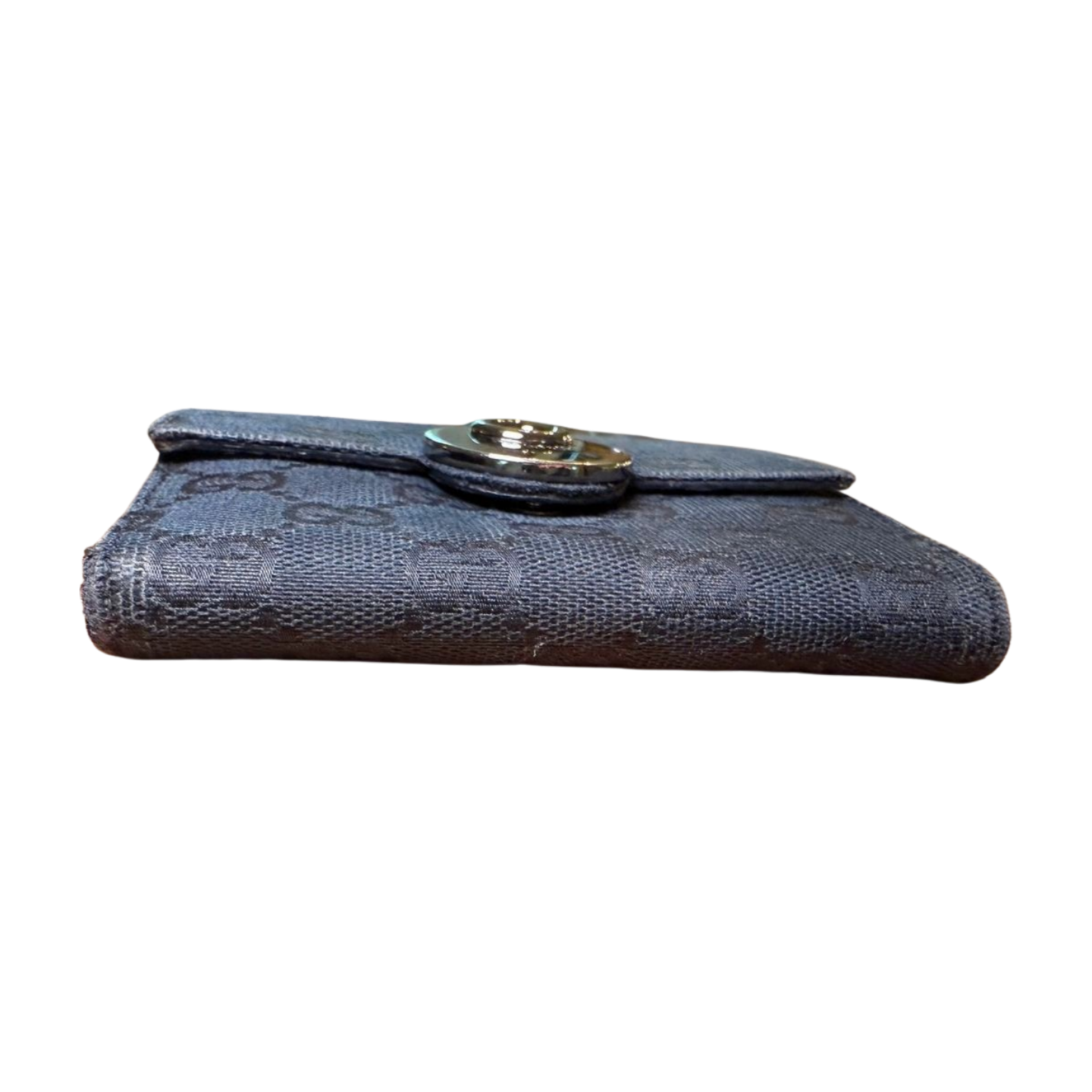 Gucci Wallet Womens Black Designer Bifold GG Monogram Snap Closure