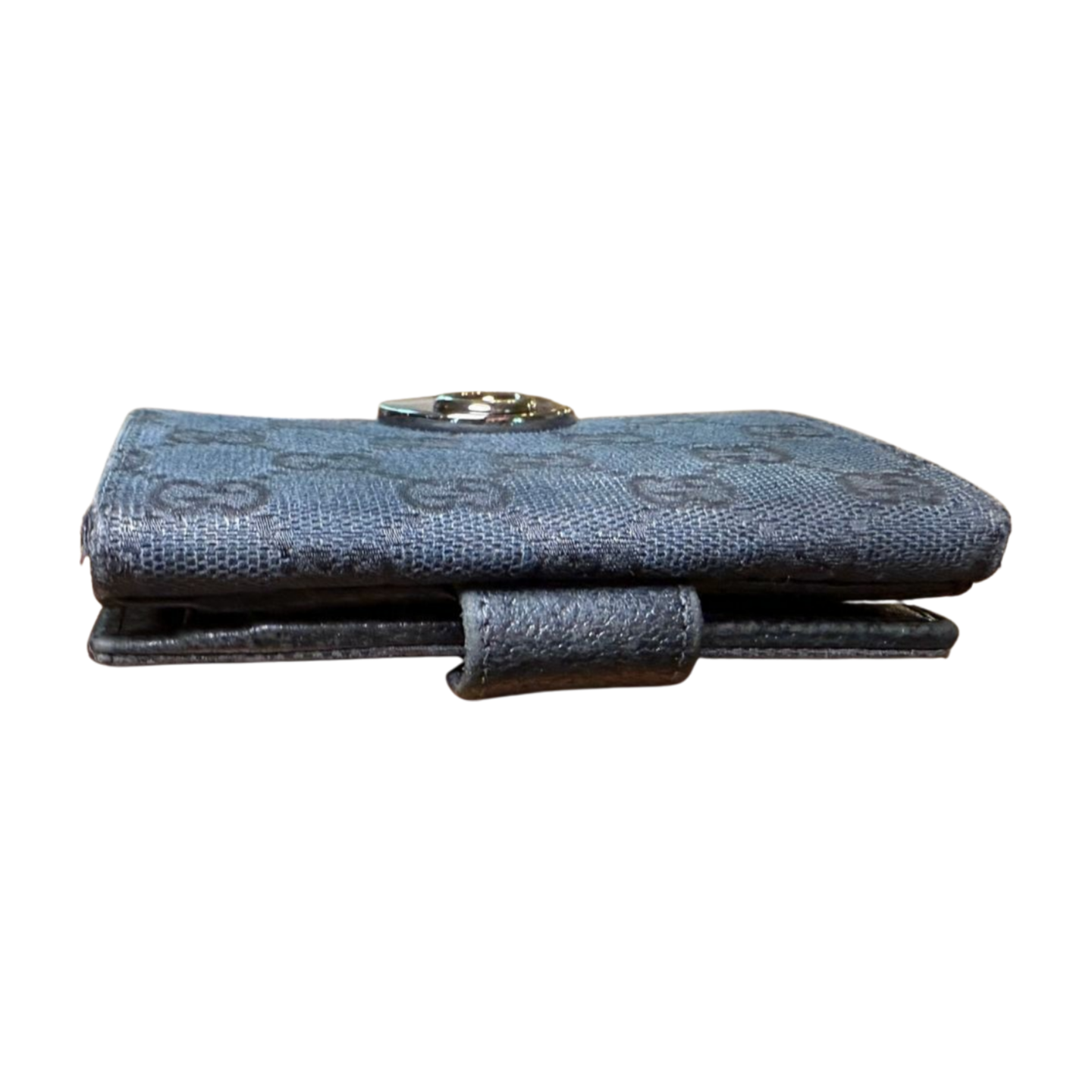 Gucci Wallet Womens Black Designer Bifold GG Monogram Snap Closure