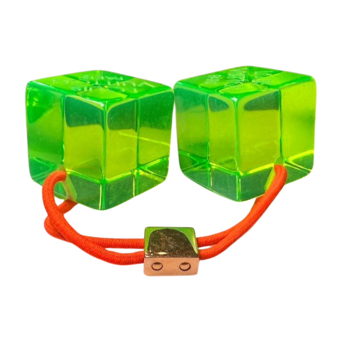 Louis Vuitton Womens Hair Tie Green Orange Vintage Cube