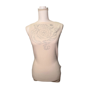 New Versace Womens Sleeveless Top Size 40 Cream Knit