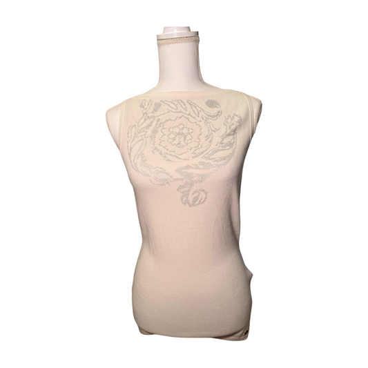 New Versace Womens Sleeveless Top Size 40 Cream Knit
