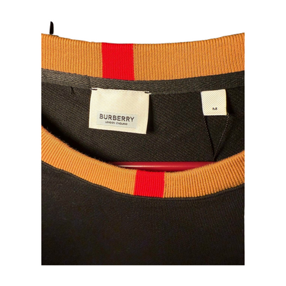 New Burberry Mens Sweatshirt Size Medium Black Icon Stripe Red Logo
