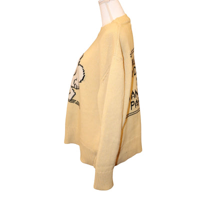 Sandro Paris Mister Daydream Graphic Knit Sweater Yellow Wool Blend, Medium