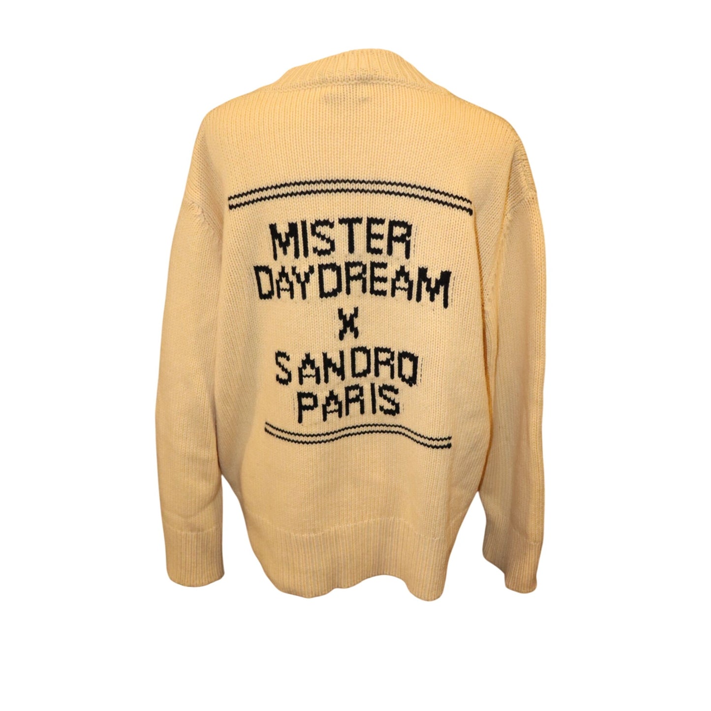 Sandro Paris Mister Daydream Graphic Knit Sweater Yellow Wool Blend, Medium