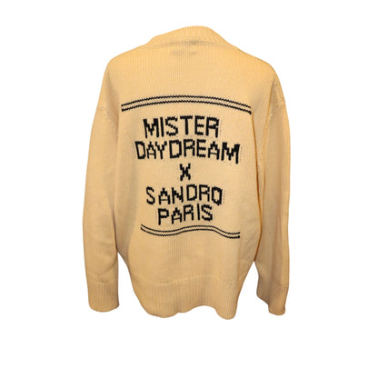 Sandro Paris Mister Daydream Graphic Knit Sweater Yellow Wool Blend, Medium