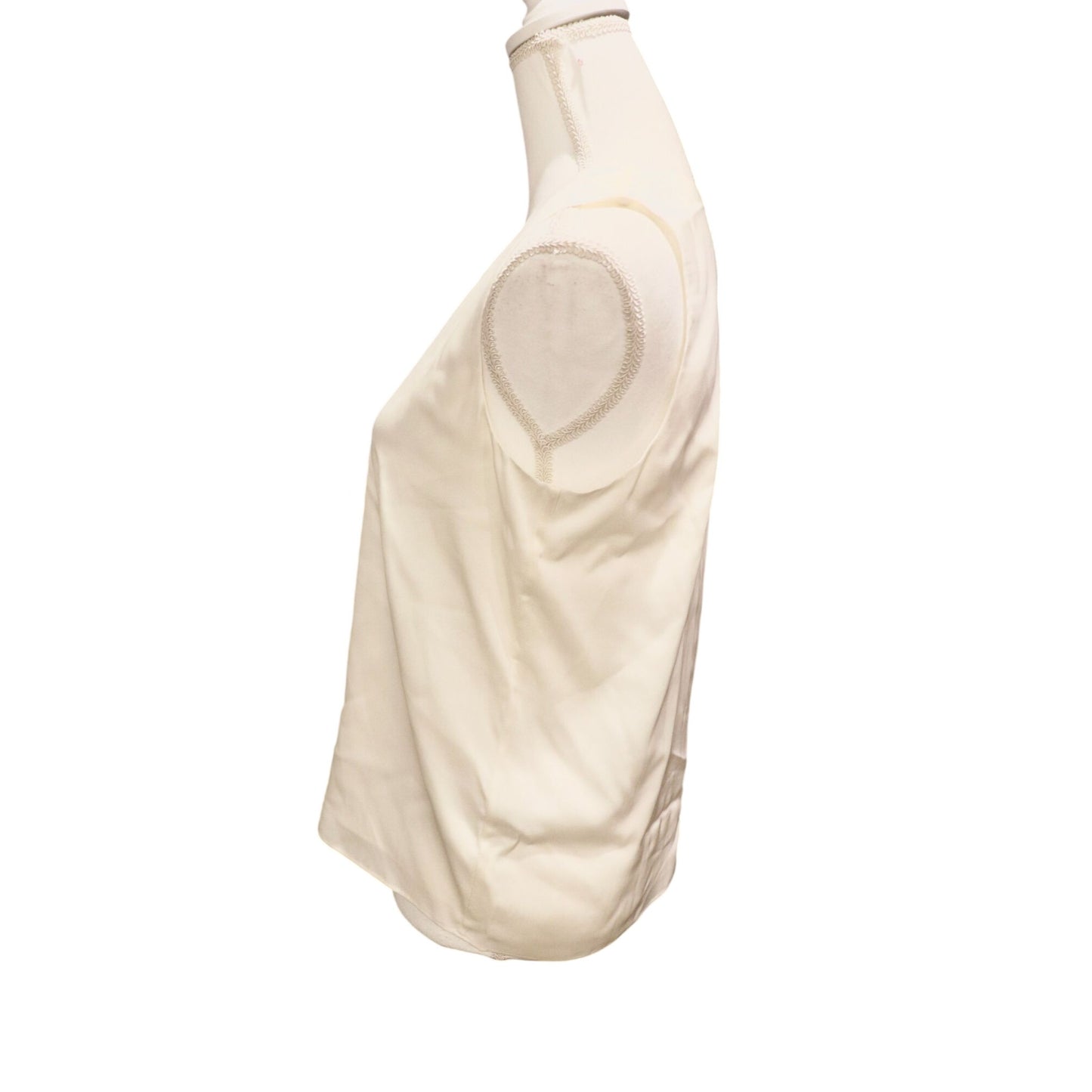 Silk Blend Sleeveless White Blouse By Quince  Medium Size  Lightweight & Elegant For Work Or Casual Wear