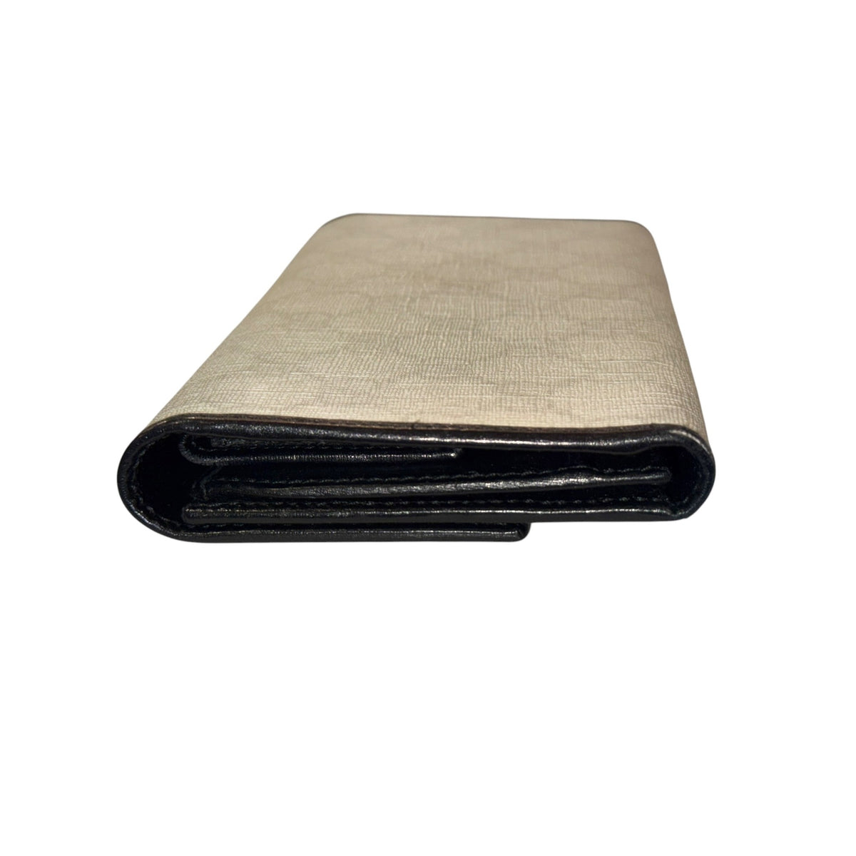 Gucci White & Black GG Canvas Leather Trim Wallet
