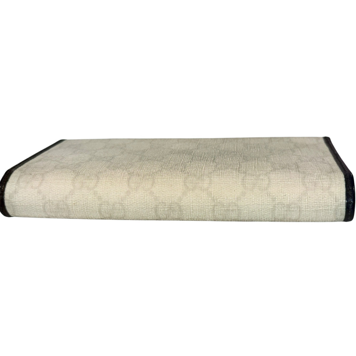 Gucci White & Black GG Canvas Leather Trim Wallet