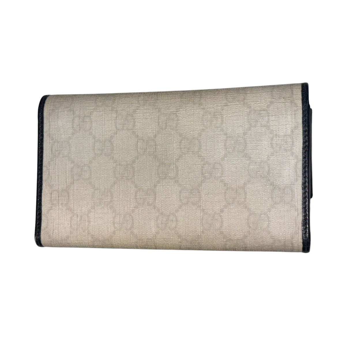 Gucci White & Black GG Canvas Leather Trim Wallet