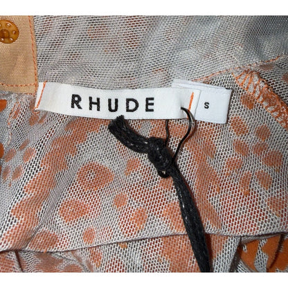 Rhude Orange Bandana Print Long-Sleeve Mesh Bodysuit - Size S