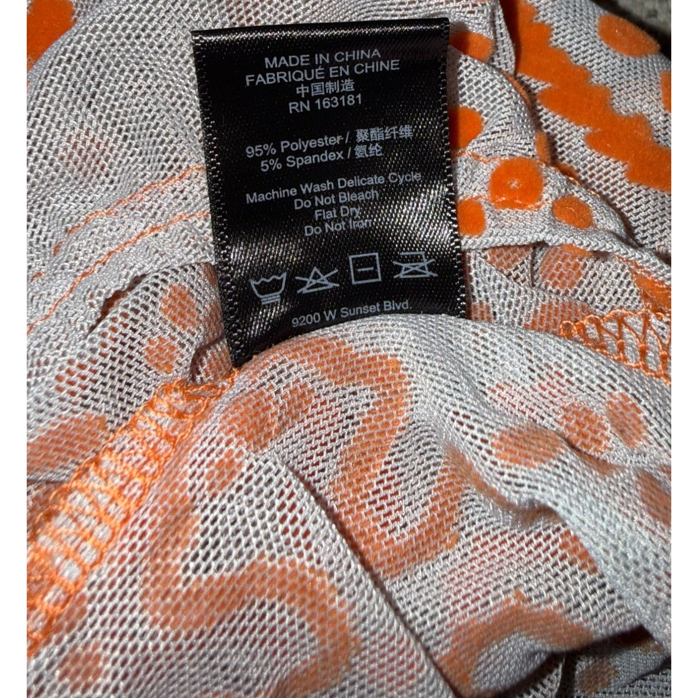 Rhude Orange Bandana Print Long-Sleeve Mesh Bodysuit - Size S